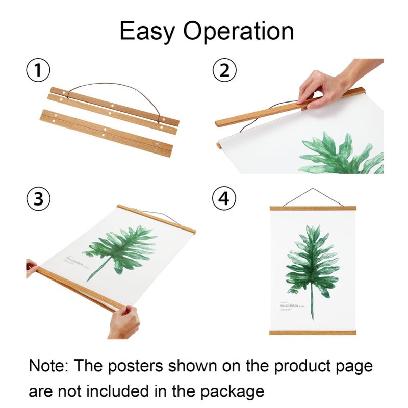 FALAMON 2 Pack Magnetic Poster Hanger Frame,9x11 9x27 9x12 9x13 Teak Wood Magnet Poster Frame for Hanging Posters, Prints, Photos, Pictures, Maps, Scrolls, and Canvas Artwork - Image 4